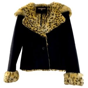Bandolino Black and Leopard Teddy Jacket